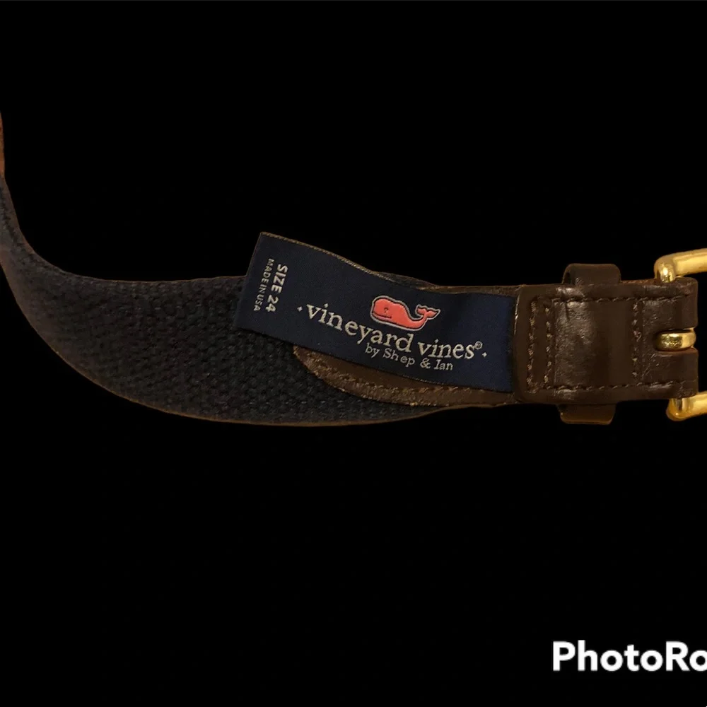 Vineyard Vines Stripe Navy Blue / White Ribbon Belt L